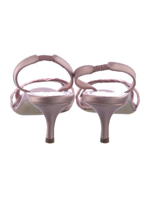 Manolo Blahnik Satin Pleated Accents Slingback Sandals