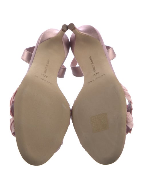 Manolo Blahnik Satin Pleated Accents Slingback Sandals