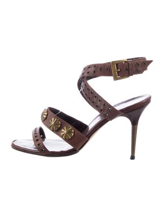 Manolo Blahnik Leather Studded Accents Sandals