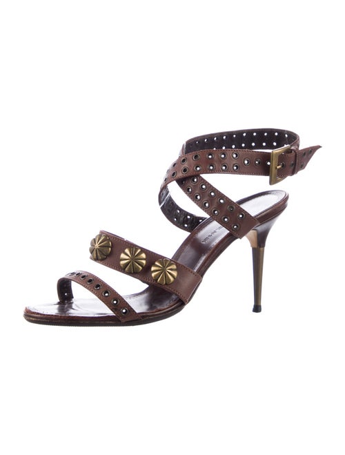 Manolo Blahnik Leather Studded Accents Sandals