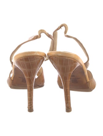 Manolo Blahnik Crocodile Animal Print Slingback Sandals