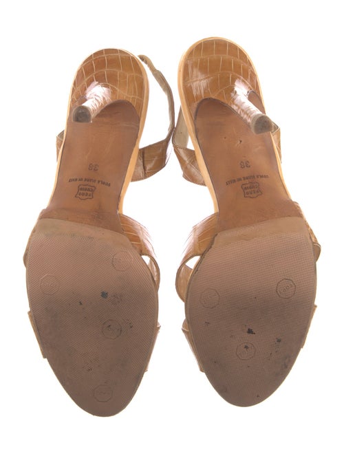 Manolo Blahnik Crocodile Animal Print Slingback Sandals