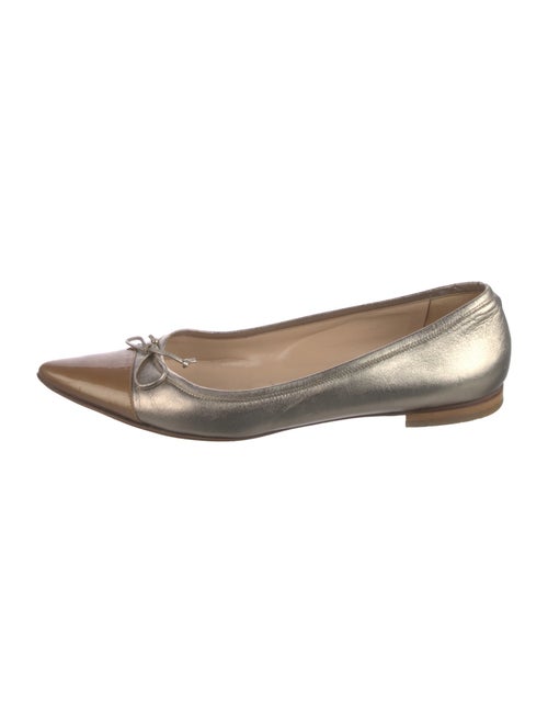 Manolo Blahnik Leather Bow Accents Ballet Flats
