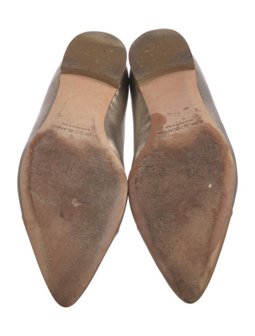 Manolo Blahnik Leather Bow Accents Ballet Flats