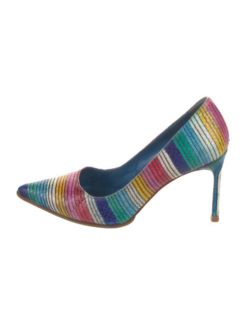 Manolo Blahnik Snakeskin Striped Pumps