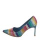Manolo Blahnik Snakeskin Striped Pumps