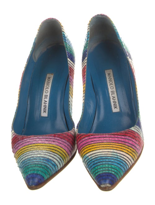 Manolo Blahnik Snakeskin Striped Pumps