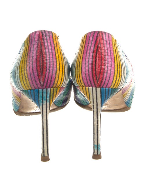 Manolo Blahnik Snakeskin Striped Pumps