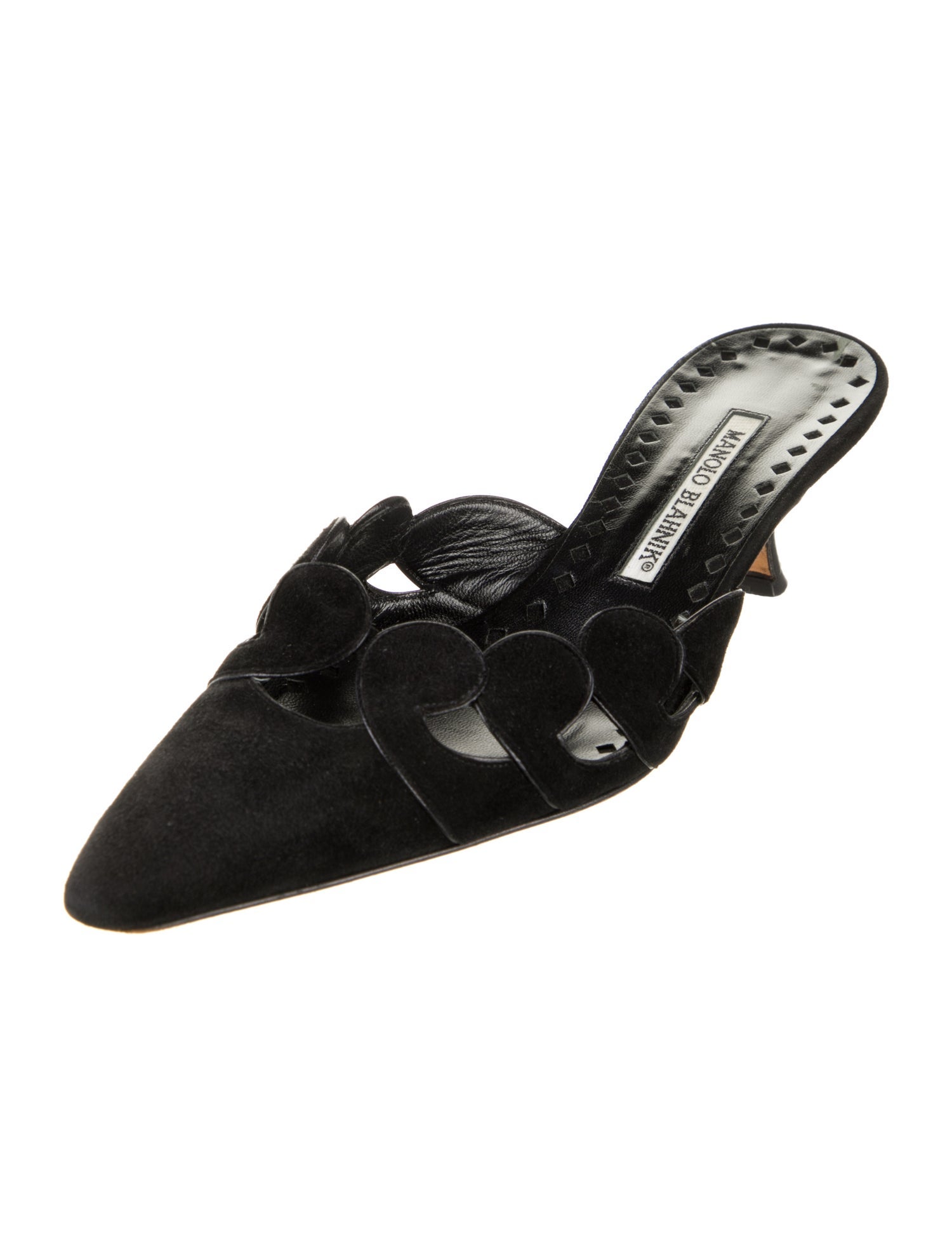 Manolo Blahnik Suede Cutout Accent Mules