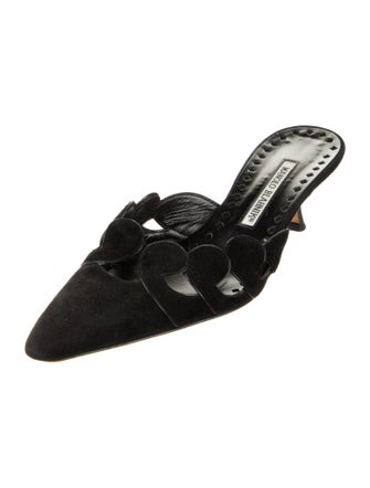 Manolo Blahnik Suede Cutout Accent Mules
