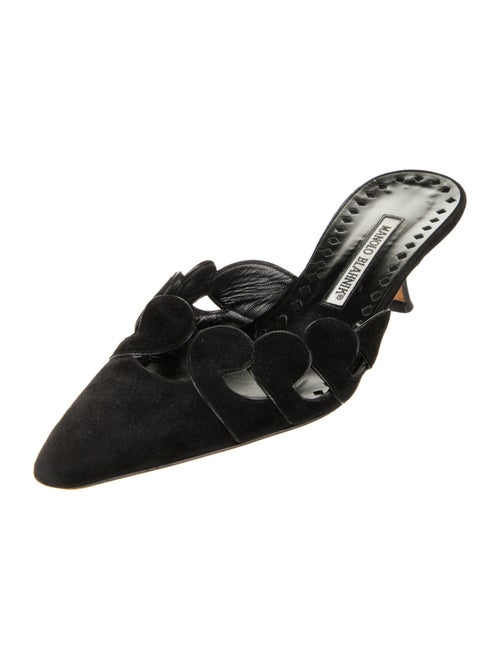 Manolo Blahnik Suede Cutout Accent Mules