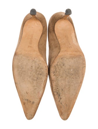 Manolo Blahnik Suede Colorblock Pattern Pumps