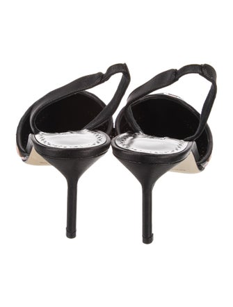 Manolo Blahnik Satin Printed Slingback Pumps