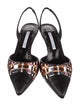 Manolo Blahnik Satin Plaid Print Slingback Pumps