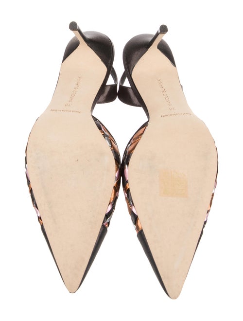 Manolo Blahnik Satin Plaid Print Slingback Pumps