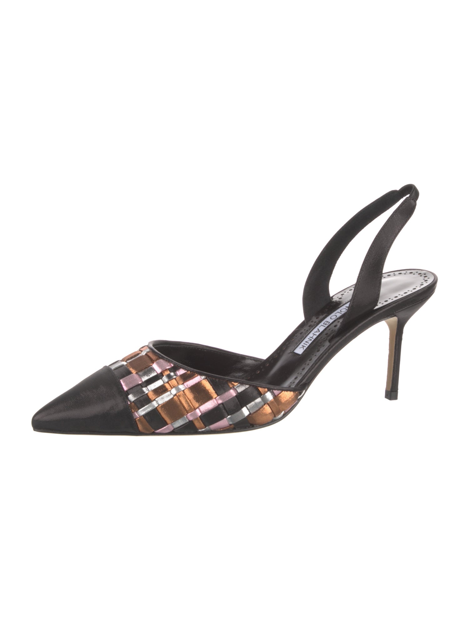 Manolo Blahnik Leather Printed Slingback Pumps