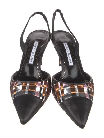 Manolo Blahnik Leather Printed Slingback Pumps