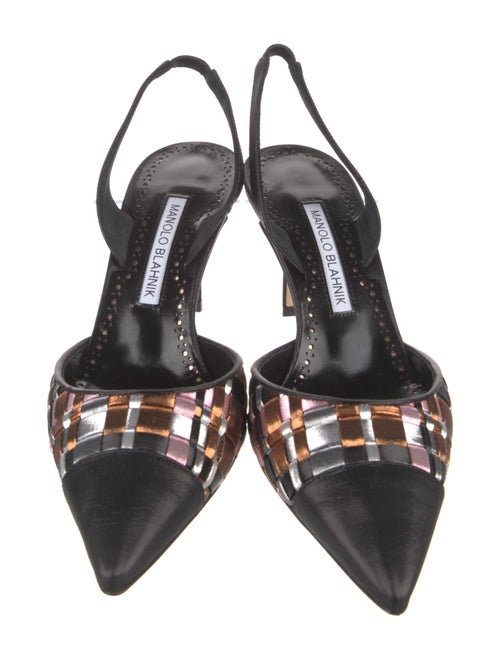 Manolo Blahnik Leather Printed Slingback Pumps