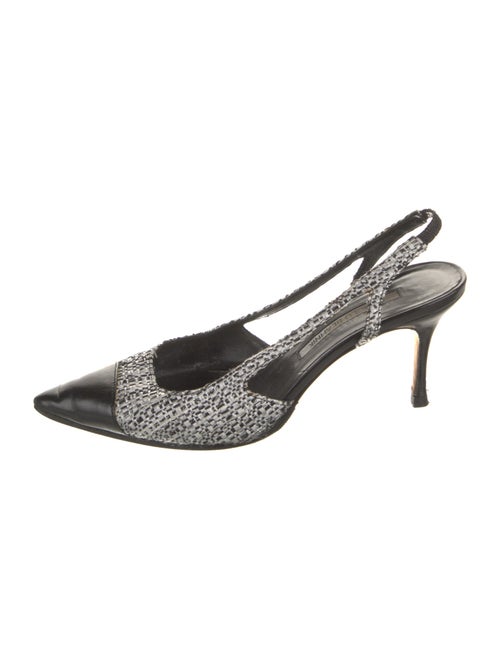 Manolo Blahnik Tweed Pattern Tweed Slingback Pumps