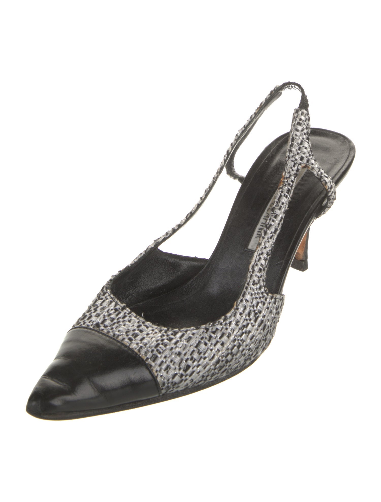 Manolo Blahnik Tweed Pattern Tweed Slingback Pumps
