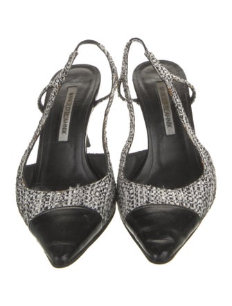 Manolo Blahnik Tweed Pattern Tweed Slingback Pumps