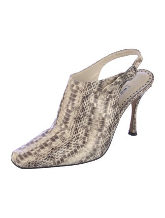 Manolo Blahnik Snakeskin Animal Print Slingback Pumps