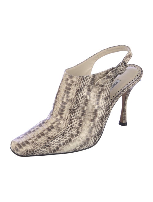 Manolo Blahnik Snakeskin Animal Print Slingback Pumps