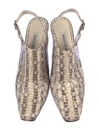 Manolo Blahnik Snakeskin Animal Print Slingback Pumps