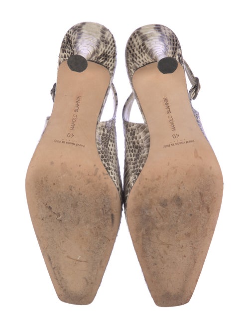 Manolo Blahnik Snakeskin Animal Print Slingback Pumps