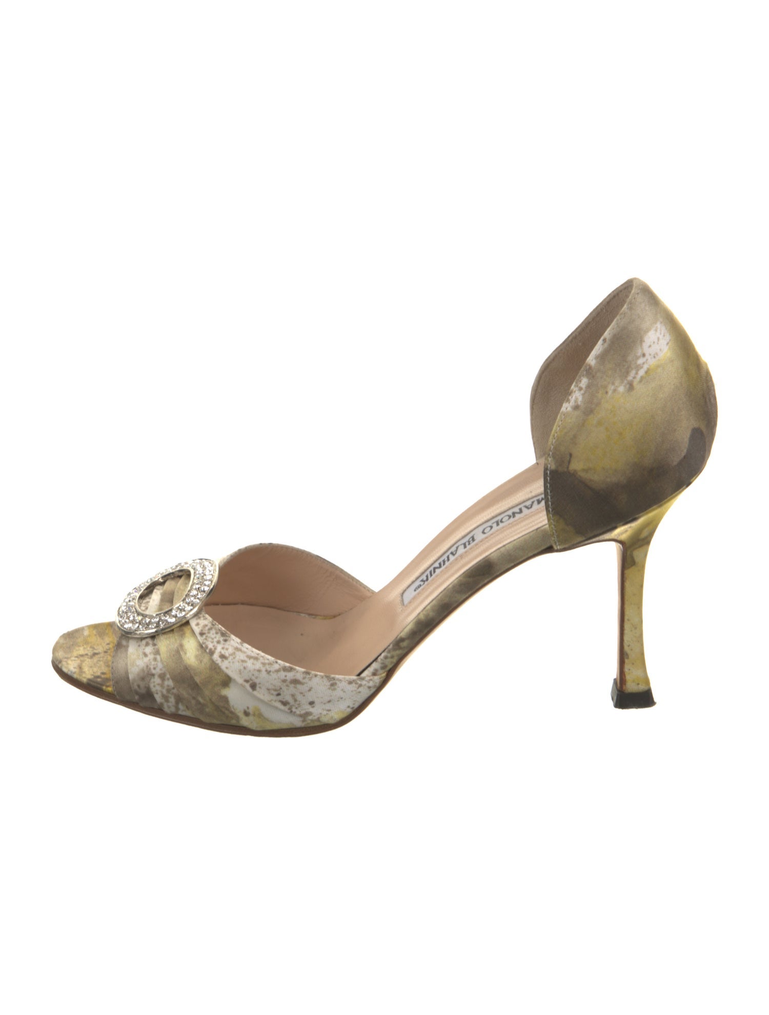 Manolo Blahnik Satin Animal Print D'Orsay Pumps w/ Tags