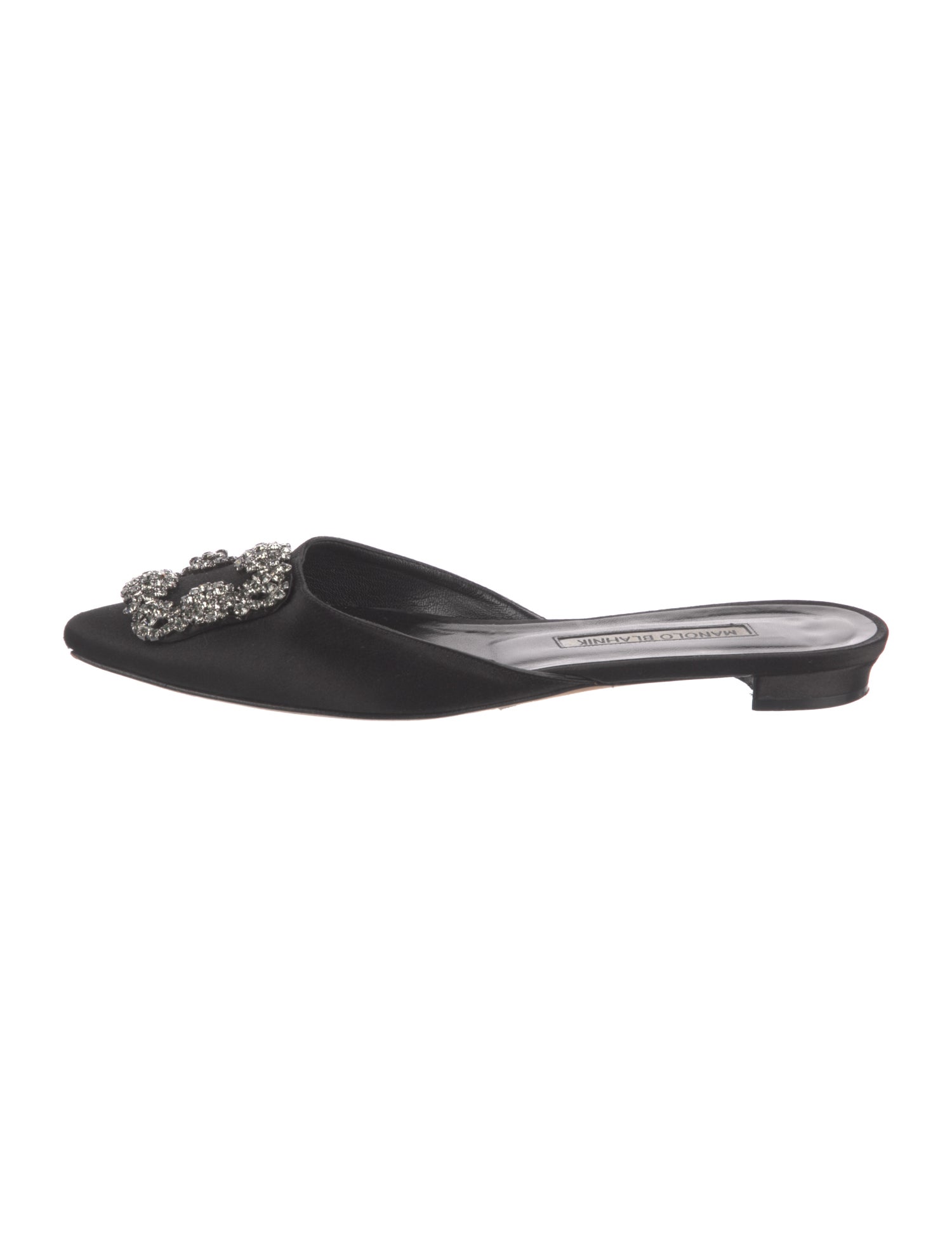 Manolo Blahnik Satin Crystal Embellishments Mules