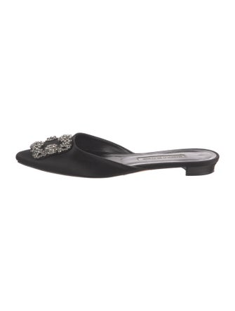 Manolo Blahnik Satin Crystal Embellishments Mules