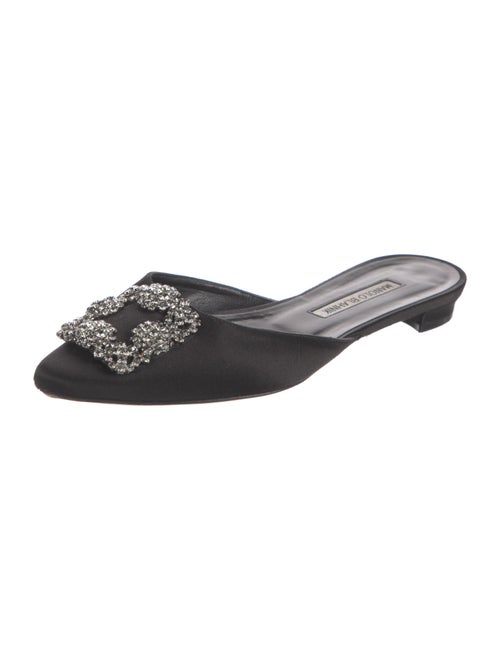 Manolo Blahnik Satin Crystal Embellishments Mules