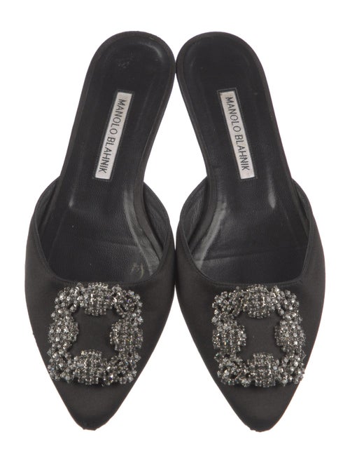 Manolo Blahnik Satin Crystal Embellishments Mules