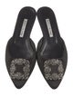 Manolo Blahnik Satin Crystal Embellishments Mules
