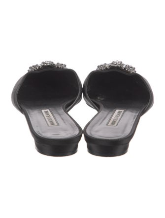 Manolo Blahnik Satin Crystal Embellishments Mules