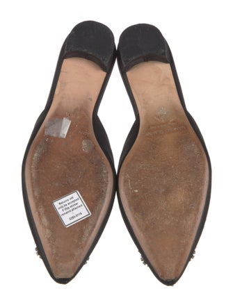 Manolo Blahnik Satin Crystal Embellishments Mules