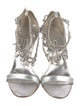 Manolo Blahnik Leather Crystal Embellishments Sandals