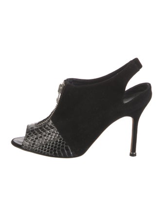Manolo Blahnik Suede Animal Print Slingback Pumps