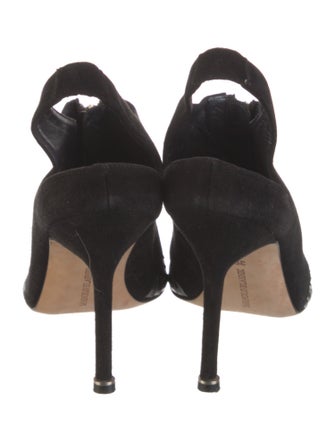 Manolo Blahnik Suede Animal Print Slingback Pumps