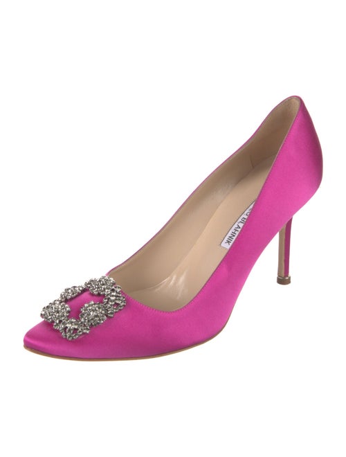 Manolo Blahnik Satin Crystal Embellishments Pumps