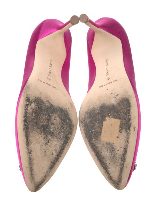 Manolo Blahnik Satin Crystal Embellishments Pumps