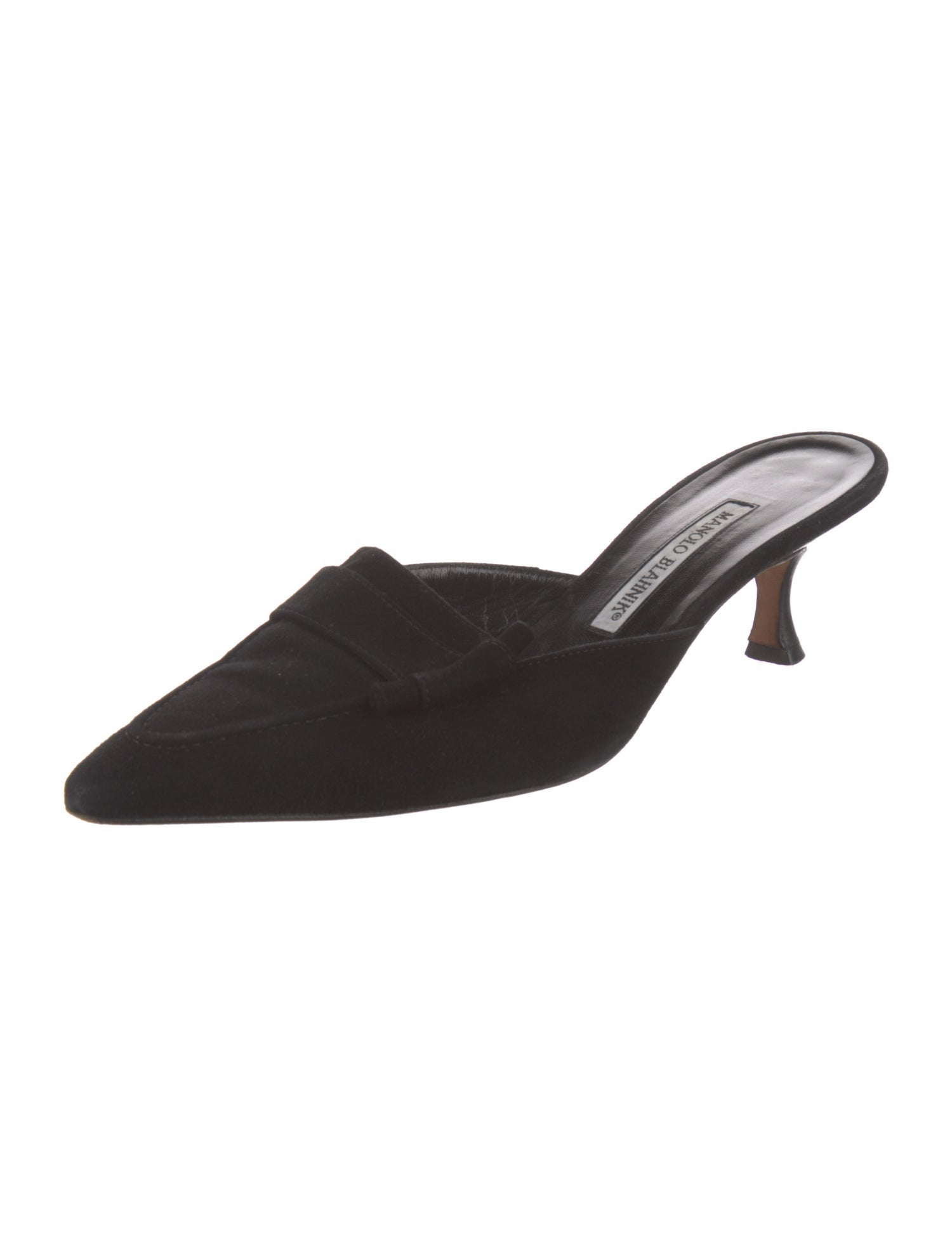 Manolo Blahnik Suede Bow Accents Mules