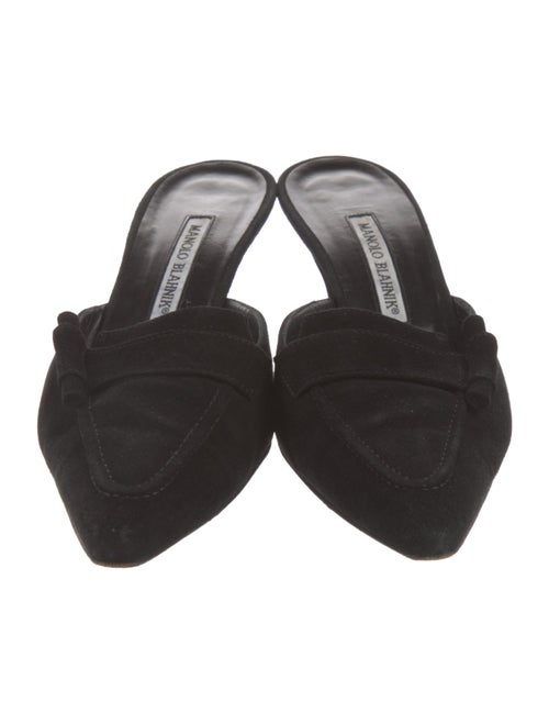 Manolo Blahnik Suede Bow Accents Mules