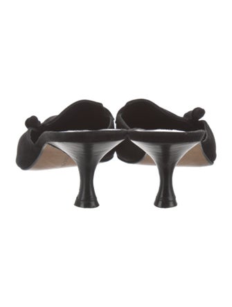 Manolo Blahnik Suede Bow Accents Mules