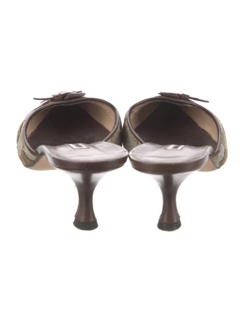 Manolo Blahnik Plaid Print Mules