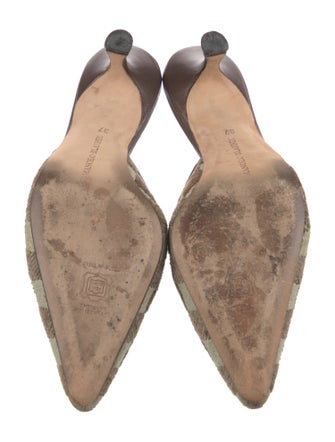 Manolo Blahnik Plaid Print Mules