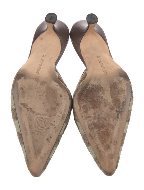 Manolo Blahnik Plaid Print Mules