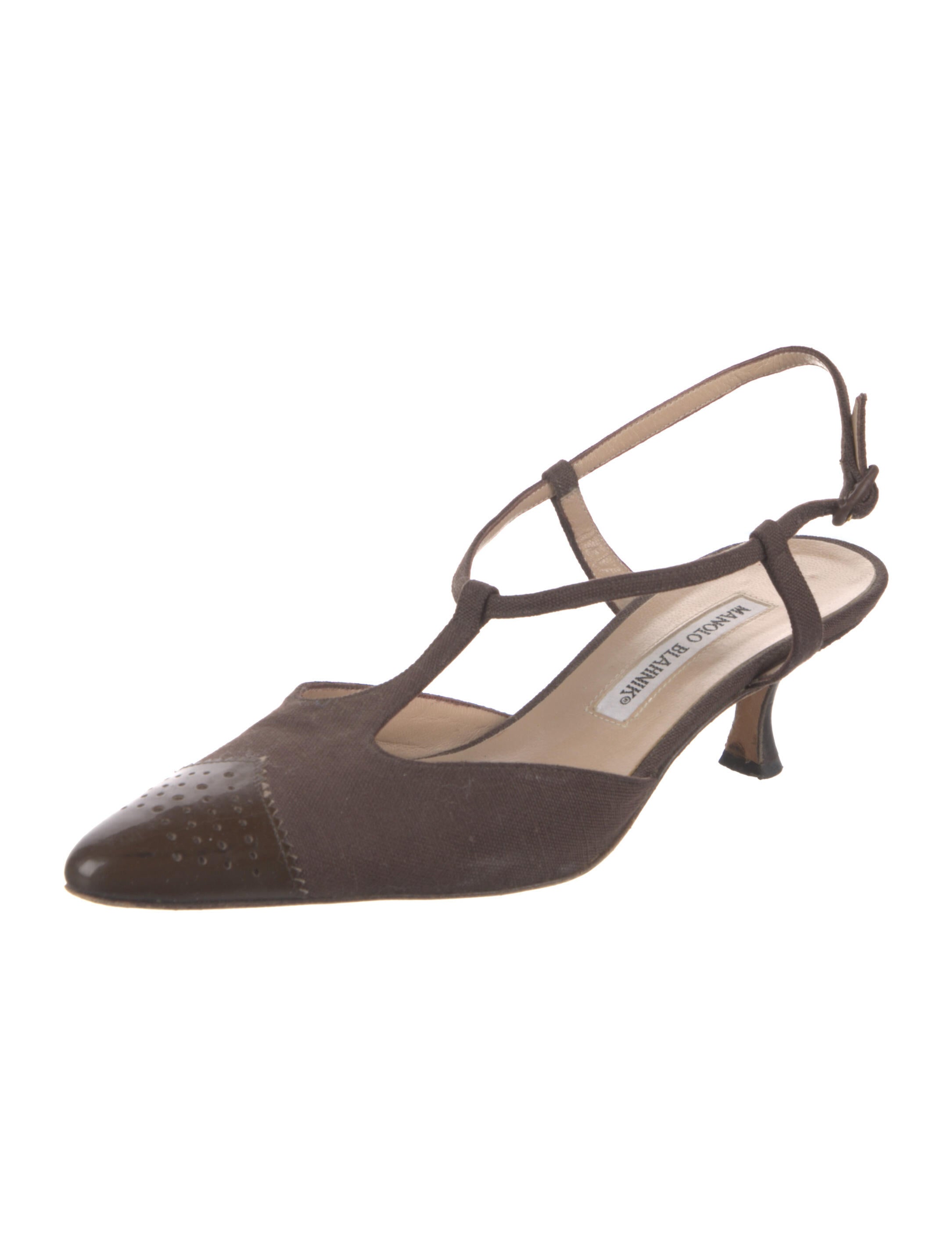 Manolo Blahnik Canvas Slingback Flats