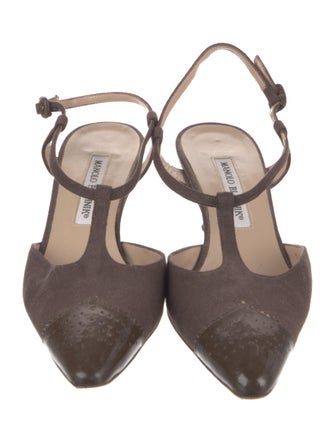 Manolo Blahnik Canvas Slingback Flats